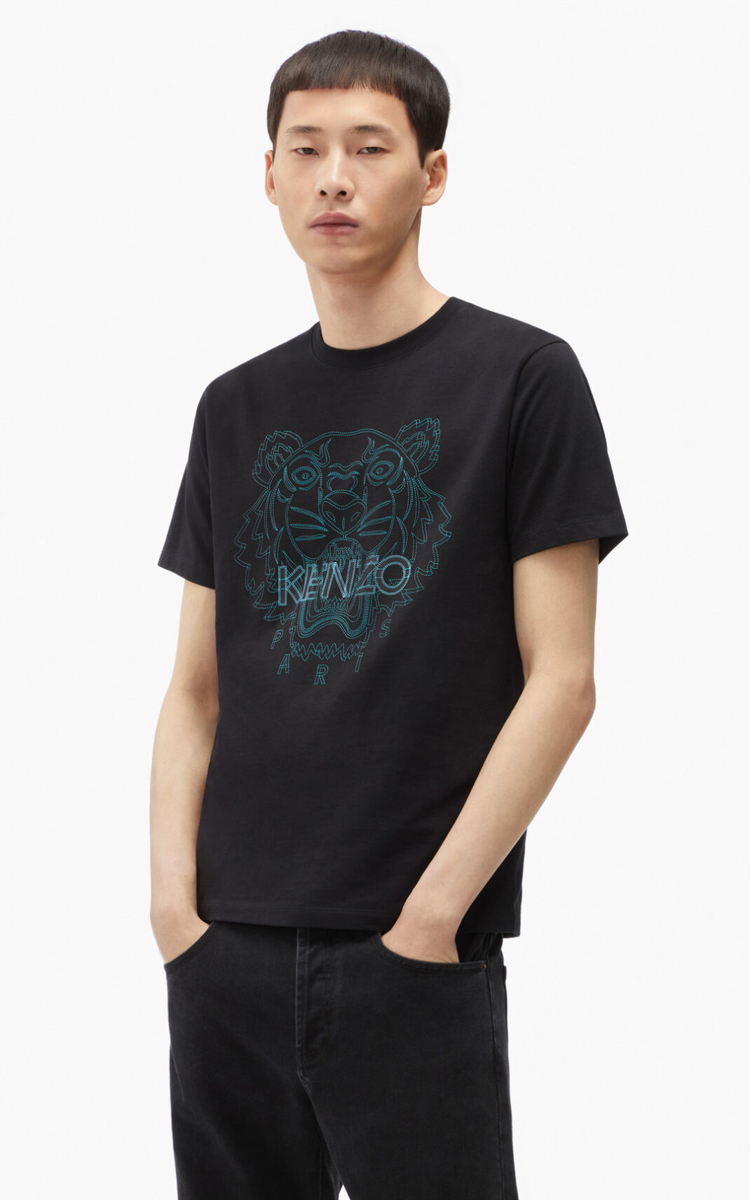 Kenzo Tiger Camisetas Hombre Negras | 9684071-NP